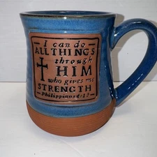Abbey Gift "I Can Do All Things Through Him" Pottery Stoneware Mug / Coffee Cup