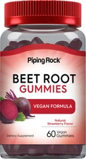 Beet Root Gummies | 60 Count | With Nitrates | Non-GMP | by Piping Rock