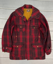 Vintage 30s 40s Woolrich Hunting Jacket Mens 40 Red Black Wool Buffalo Plaid