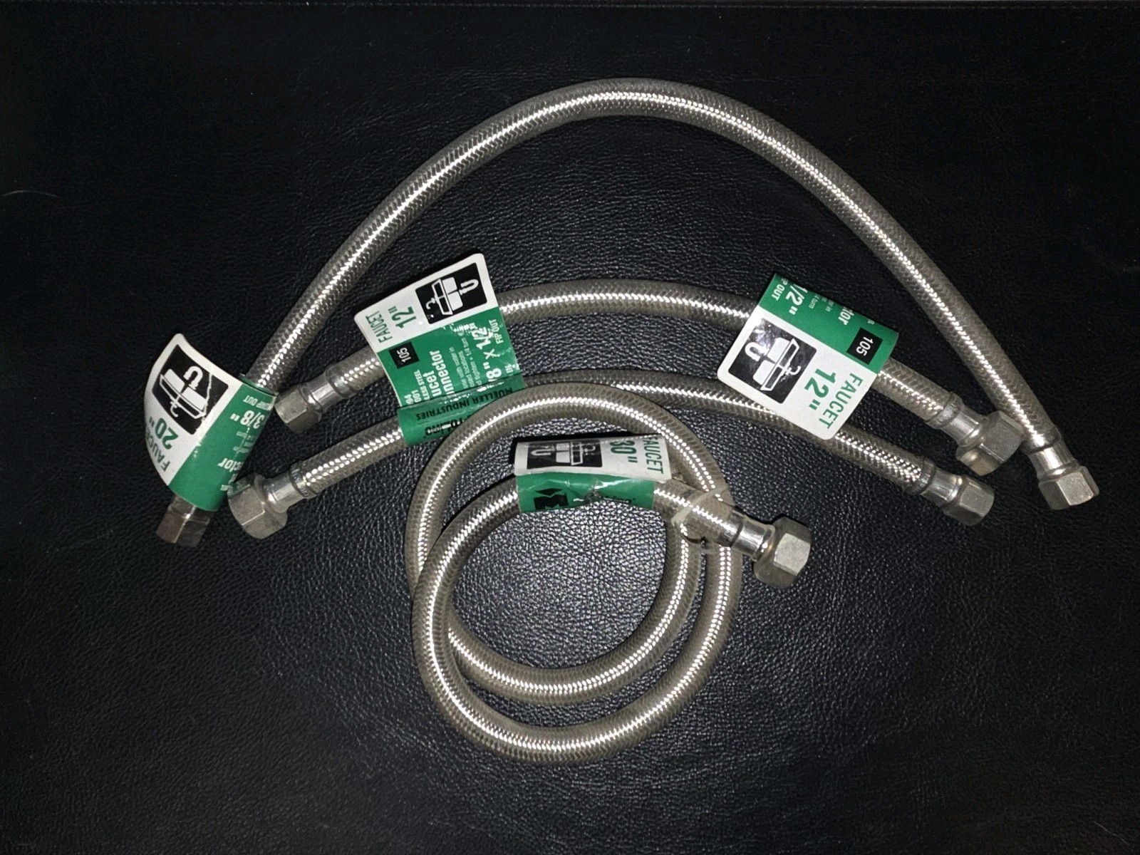 Plumbing Lot 4 pcs Faucet Supply Connector Lines 30" 20" (2) 12" - 3/8 x 1/2