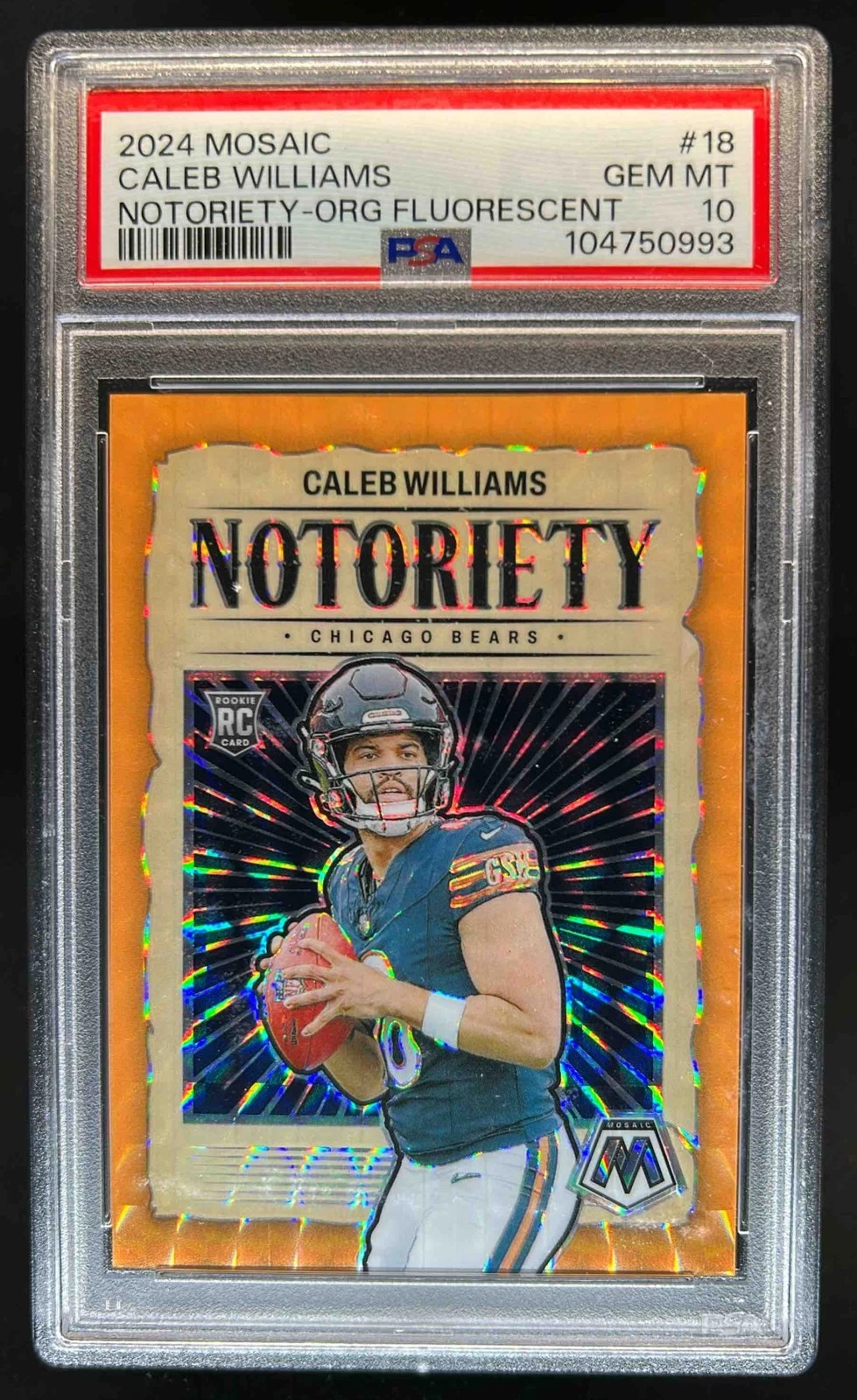 Caleb Williams Panini Mosaic Notoriety #18 Green Fluorescent
