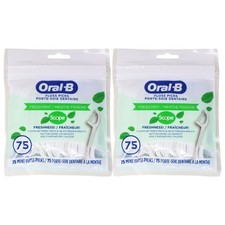 Pack of 2x Oral-B Burst of Scope Dental Floss Picks, Fresh Mint, 75 Count Ea.