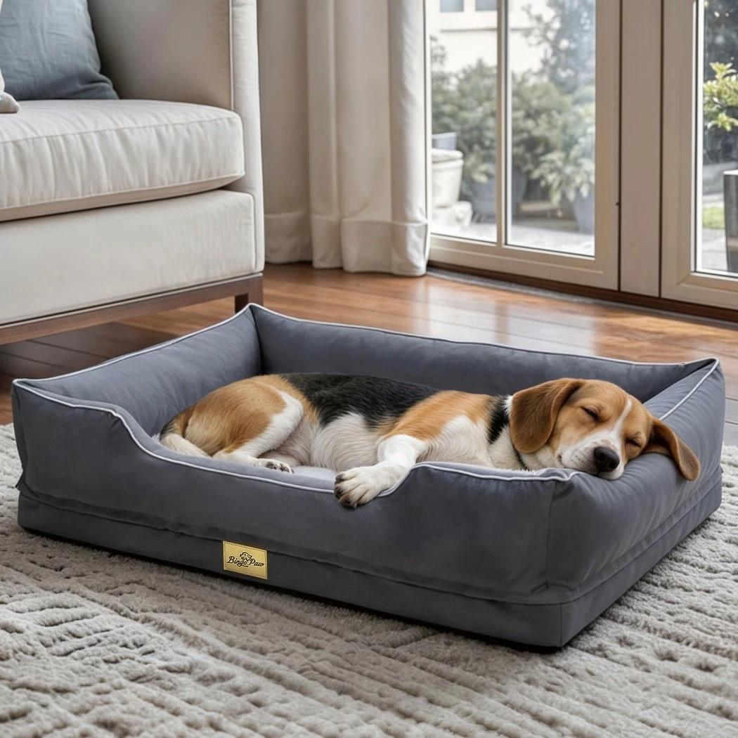 Large Orthopedic Dog Bed Soft Plush Raised Rim Hug Pet Sofa Bed Leisure Rest Mat