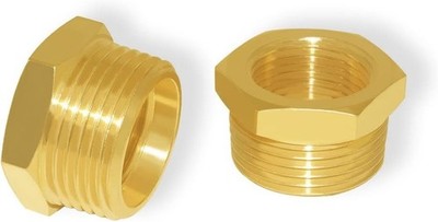 2PCS 1'' NPT Male to 3/4'' NPT Female Brass Reducer Hex Bushing Threaded Pipe Fitt