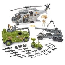 Kid Connection Giant Helicopter and Military Vehicles Toy Play Set, 57 Pieces