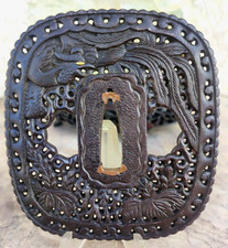 tsuba sukashi fer Katana wakizashi Japon Antique Edo École Namban 16 Ème