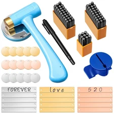 97pc 3mm Jewelry Metal Stamping Kit, Letter/Number Punch, Hammer, Bench Block
