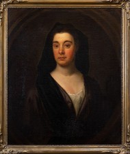 Large 18thC Georgian Portrait, Lady in a Black Mantle | Old Master Oil Painting