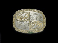 TJ15153 VINTAGE 1970s  FLORAL ORNAMENTAL  WESTERN  COWBOY FASHION BELT BUCKLE