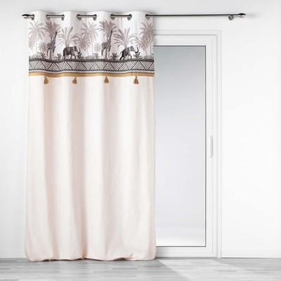 , Kenya Lodge Eyelet Curtain, 140 x 240 cm, Cotton, Plain, Printed,...