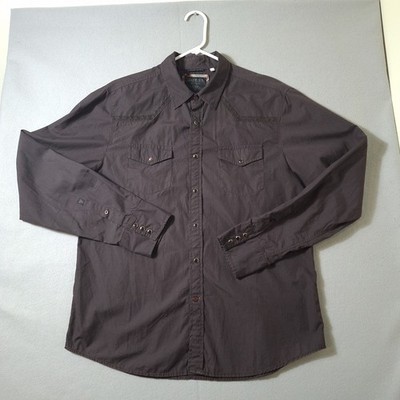 Guess  Pear Snap Shirt Mens XL Expresso Western Dual Pockets  Rancher Cowboy