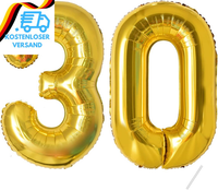 30 Geburtstag Deko Zahlen Luftballon 30 Jahre | Folienballon Gold- FüR 30. Gebur