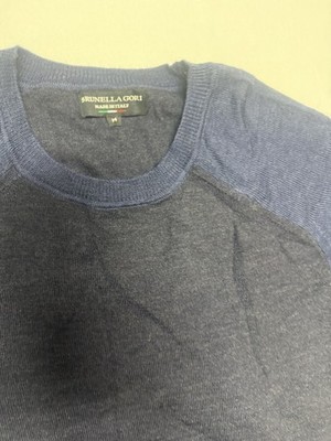 Brunella Gori Dark Blue 2 Tone Merino Wool Sweater Size Medium