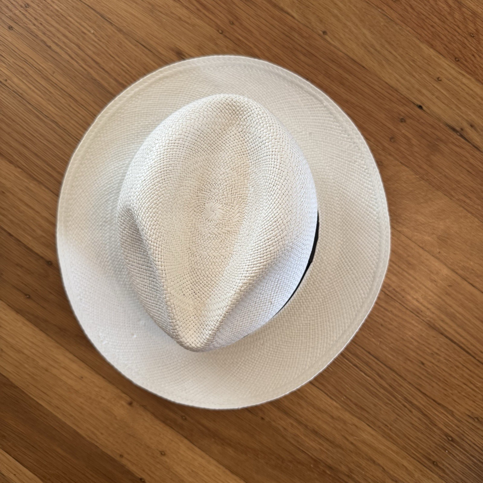 MONTECRISTI 100% STRAW GENUINE PANAMA WHITE HAT 55 Handwoven white fedora 