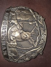 Solid brass, the great american sportsman belt buckle