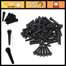 60 Pack Black Ebony Acoustic Guitar Bridge End Pins with White Pearl Dots - Repl