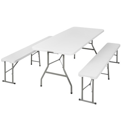 Folding Portable Table Benches Camping Set Garden Dining Furniture