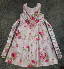 Pink Flowered Girls Dress Brooke Lindsay Size 12 Easter Spring Summer
