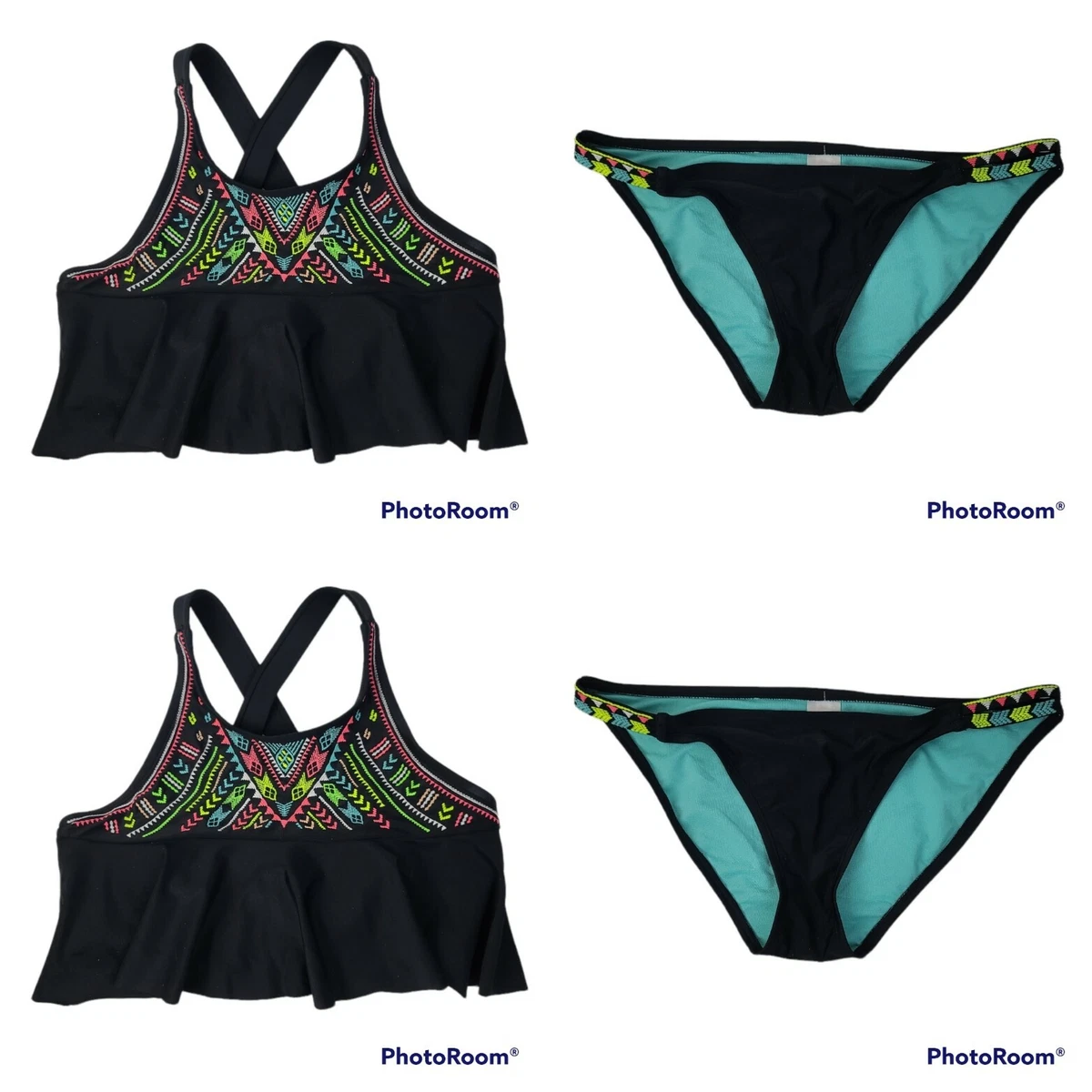 Maillot De Bain 3 Pièces Xhilaration - Top Tankini, Bas Bikini Et Shorts Assortis, Taille XS, Motif étoiles - Occasion Très Bon état