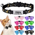 Personalized Kitten Cat Collar with Bow Bell Engraved Name ID Tag Safety Release