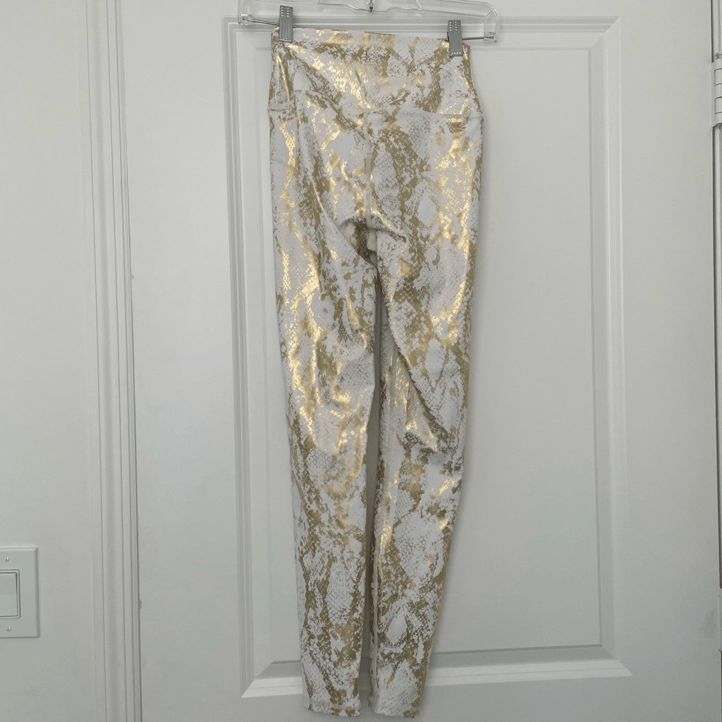 Carbon38 white gold metallic snake print leggings… - image 3