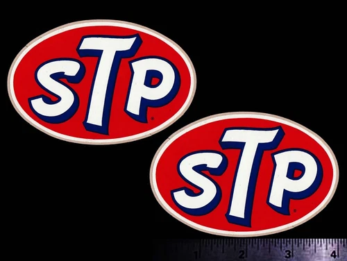 STP - Set of 2 Original Vintage 1960's 70's Racing Decals/Stickers - 4 Inch size