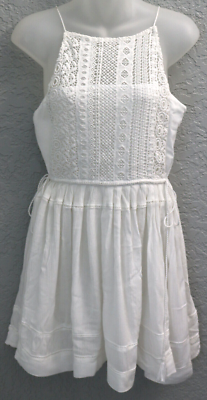 white christmas dresses Li White Crochet Long Sleeve Mini Dress - US 2
