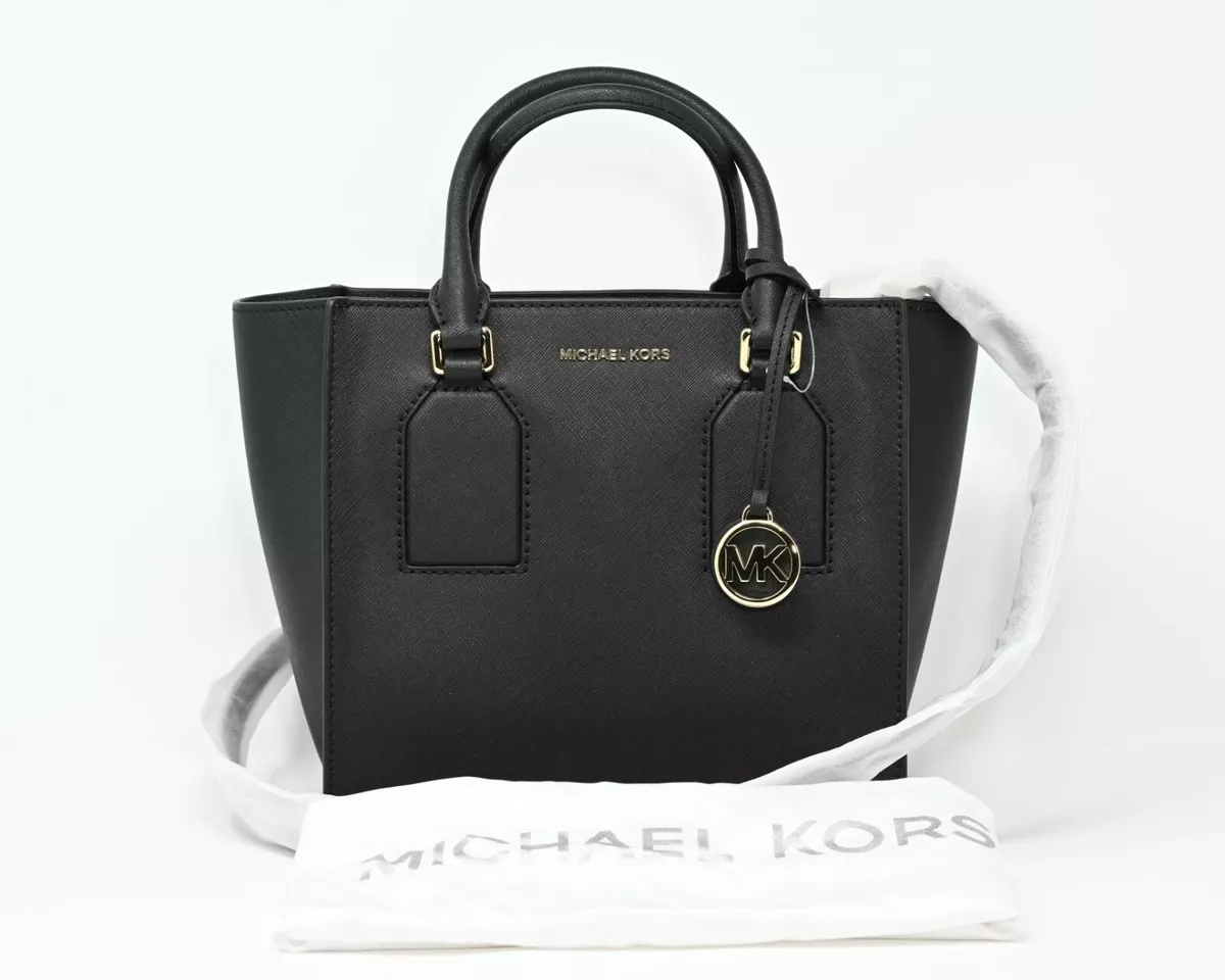 MICHAEL KORS SELBY Medium Satchel Crossbody Black Leather NWT 38F7GEYS2L 298
