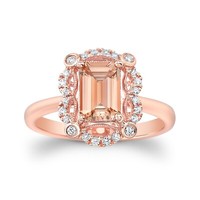14K RoséGold Morganit Diamant Verlobungsring 1,55 Tcw NatüRlicher Smaragdschliff