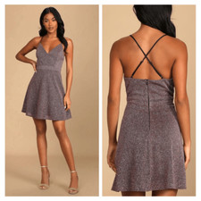 Lulu’s Light of the Party Pink Multi Sparkly Sleeveless Mini Dress Size Small