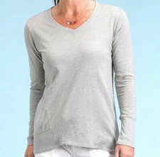 NWT New FRESH PRODUCE Slate Gray EMILY Cotton Slub V Neck Top Small S MSRP $65