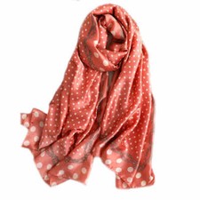 Orange Scarf 180 X 90cm 100 Silk Polka Dot - Silk Shawl