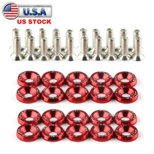 20PCS Red M6 JDM Fender Bumper Washer Bolt Engine Bay Dress Up Kit Aluminum