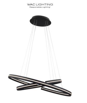WAC Lighting Orbit 2 Light 32'' w LED Abstract Ring Chandelier Model:PD-48932-BK