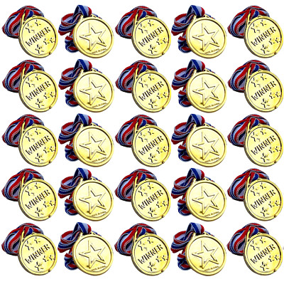 48x Kunststoff Goldmedaillen Kinder Sport Tag Gewinner Preis Party Tütenfüller Preis Spielzeug