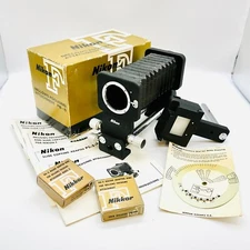 MINT Nikon PB-5 Bellows Focusing & Slide Attachments w/2 NEW BR-2 & BR-3 rings