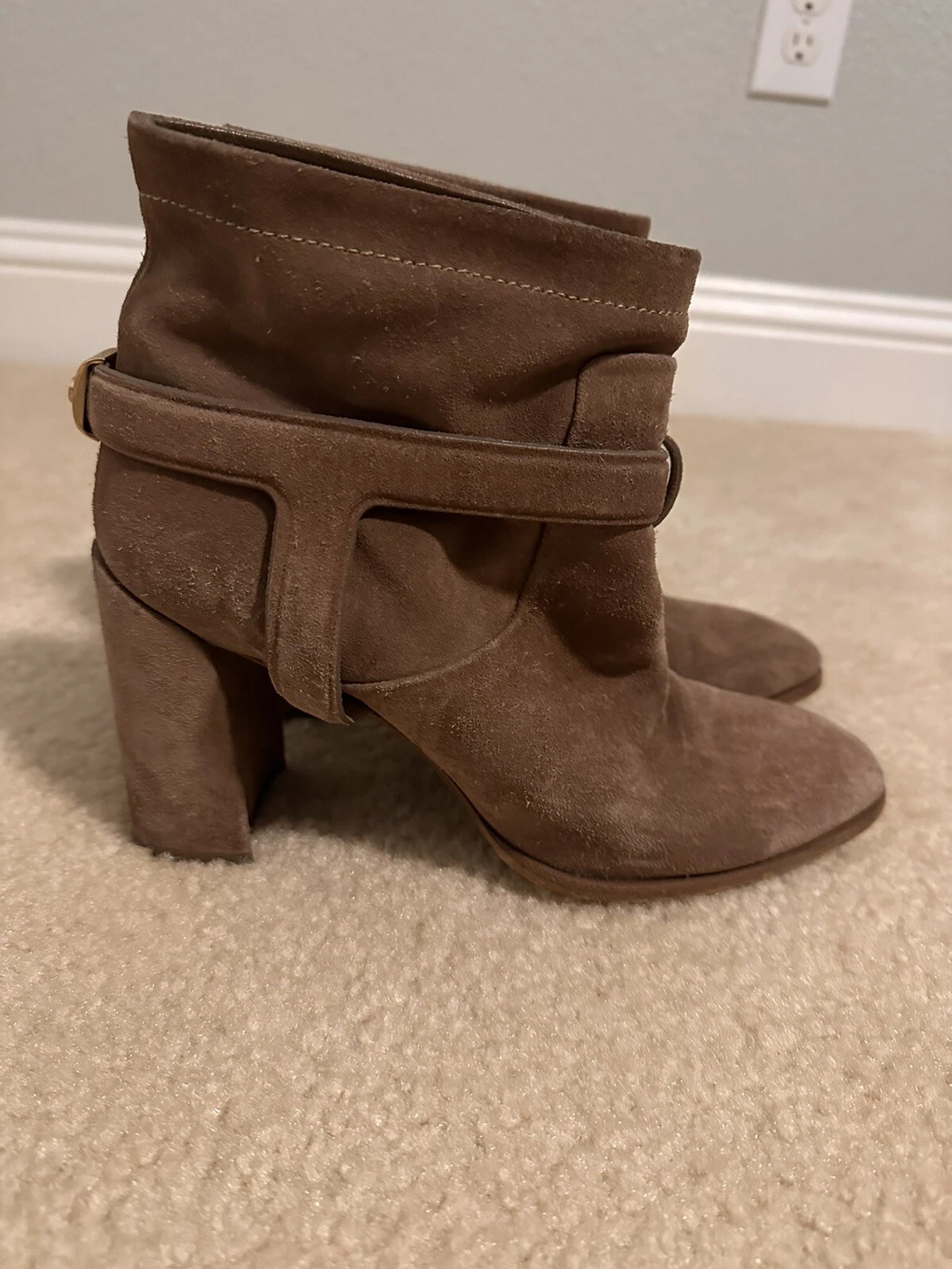 Christian Dior / daim Urbaine bloc cheville bottes taupe bottines beige 39,5/9