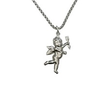 silver cherub angel necklace handmade stainless steel cupid waterproof wings
