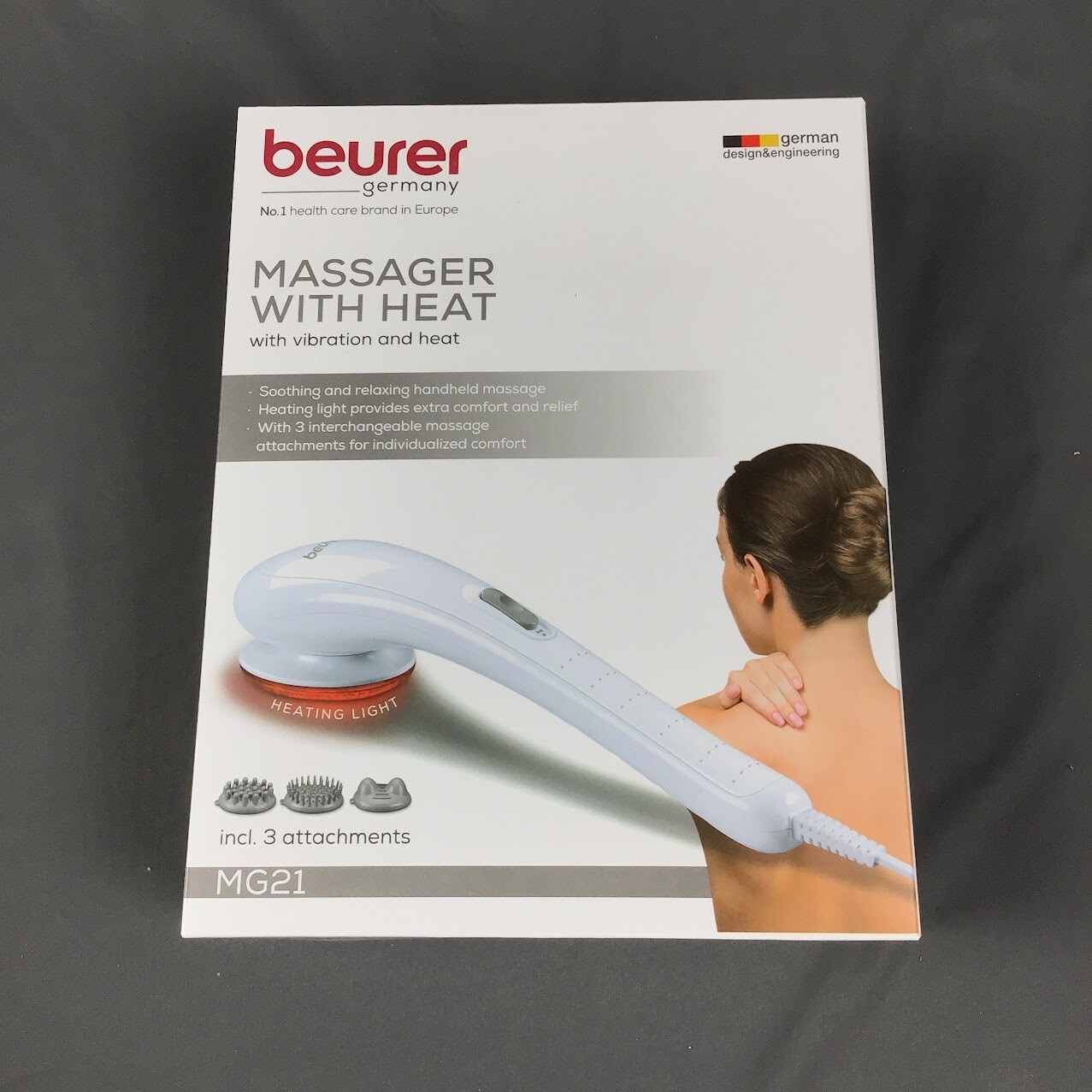 Beurer Handheld Infrared Heated Massager MG21 – Deep Tissue Vibration Therapy