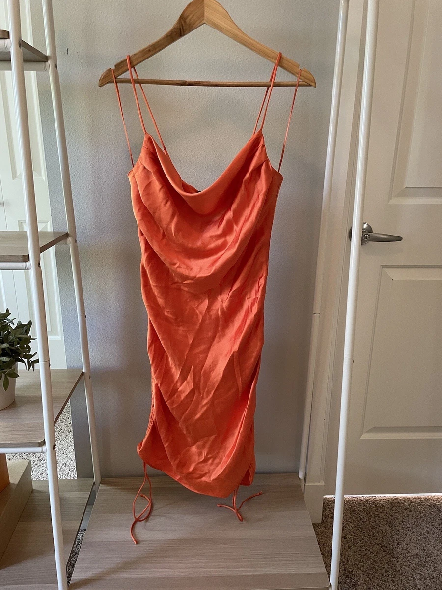 Zara orange slip on sale dress
