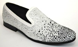 black loafers with rhinestones