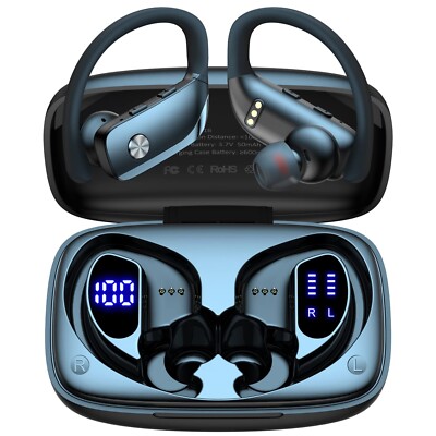 Bluetooth 5.0 True Wireless Earbuds With Mic Headphones Earhook Sport Waterproof