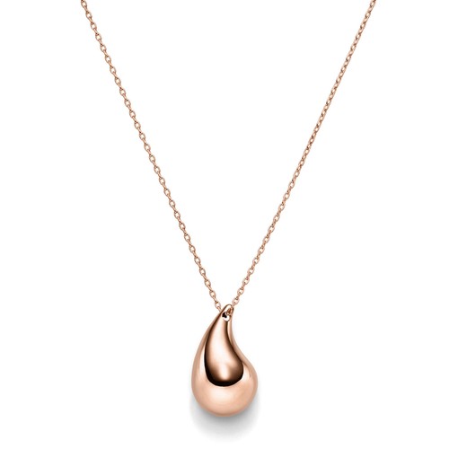 Collana Con Ciondolo Goccia In Cristallo E Zirconi, Laminato Oro 18K, 50cm