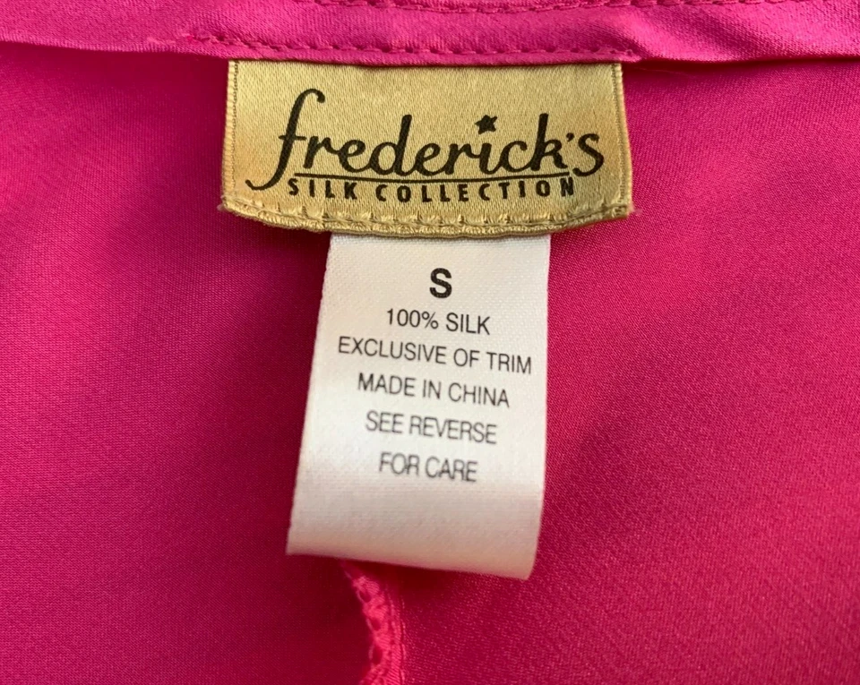 Frederick's Mujer Talla S 100% Seda Rosa Sumergido Cuello en V Encaje Negligee Slip Foto 4 de 4
