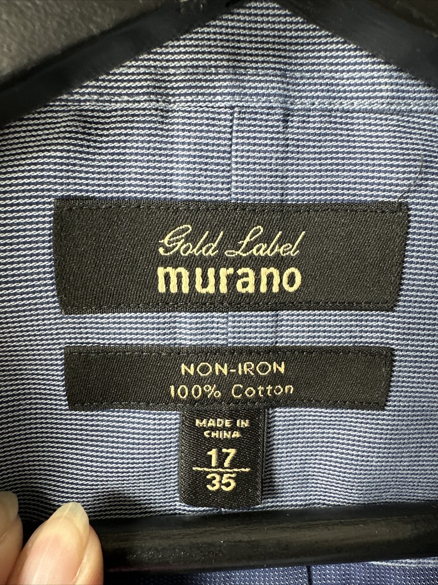 Murano Gold Label Shirt Mens 17 35 Blue Button Down Non iron business | eBay