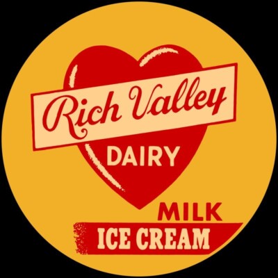Rich Valley Dairy Milk & Ice Cream NEW Sign: 40'' Dia Round USA STEEL TWO-SIDED