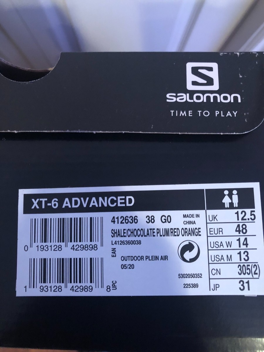 Size 13 Salomon XT-6 Shale/Chocolate Plum/Red Orange Brand new | eBay