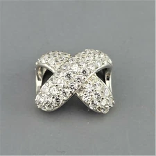 Deisgner DQ Sterling Silver 925 Cz Pave Slide Pendant