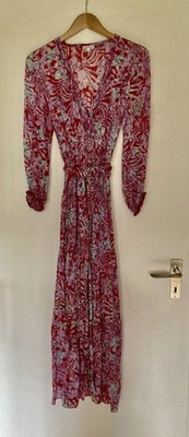 Original Poupette St.Barth Maxikleid in Wickeloptik, Größe L, gemustert, Viscose
