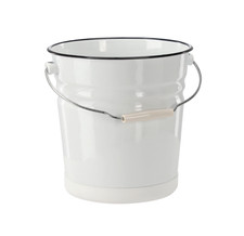 Emaille Wassereimer Blumeneimer Eimer Gartendeko 12L emailliert weiß Henkel